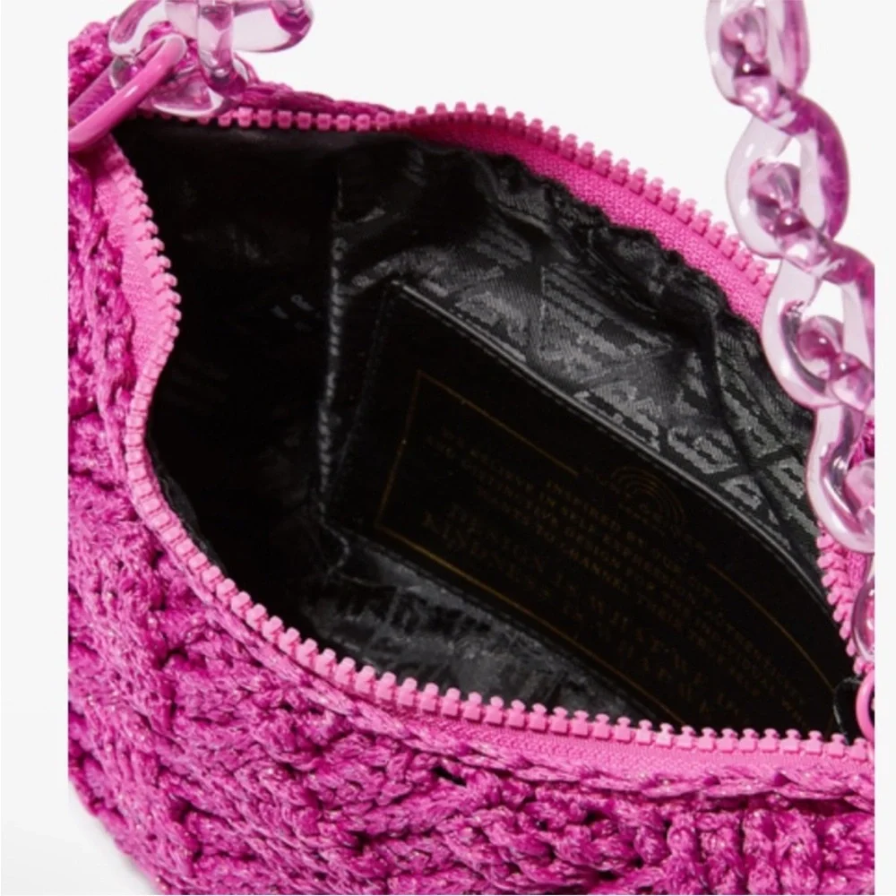 Kurt Geiger EUC Magenta Sparkle Crochet 2 Way Bag - Picture 8 of 9